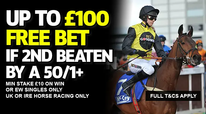 BetGoodwin 100 Free Bet 2nd Beaten by 50 to 1